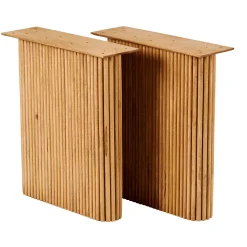 CASA Acacia Patas Mesa Listones Juego De 2 Natural| Mesa De Comedor