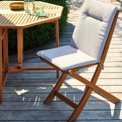 CASA Azur Cojines De Jardín Para Silla Pleg Gris Claro| Cojines De Jardín