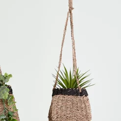CASA Baku Macetero Colgante Negro, Natural| Colgadores Para Plantas