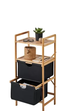 CASA Bamboo Cajonera 2 Cajones Negro, Natural| Cajoneras