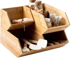 CASA Bamboo Organizador Apilable Natural| Taperes