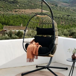 CASA Bazai Silla Colgante Con Soporte Negro| Sillas Colgantes