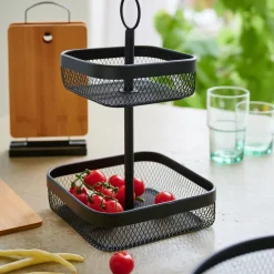 CASA Black Lunar Cesta Cuadrada De 2 Piezas Negro| Accesorios De Cocina