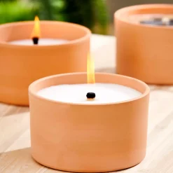 CASA Citronella Bandeja De Terracota Blanco, Verde| Velas Para Exterior