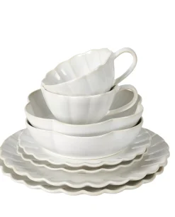 CASA Dahlia Flower Plato Hondo Blanco| Platos
