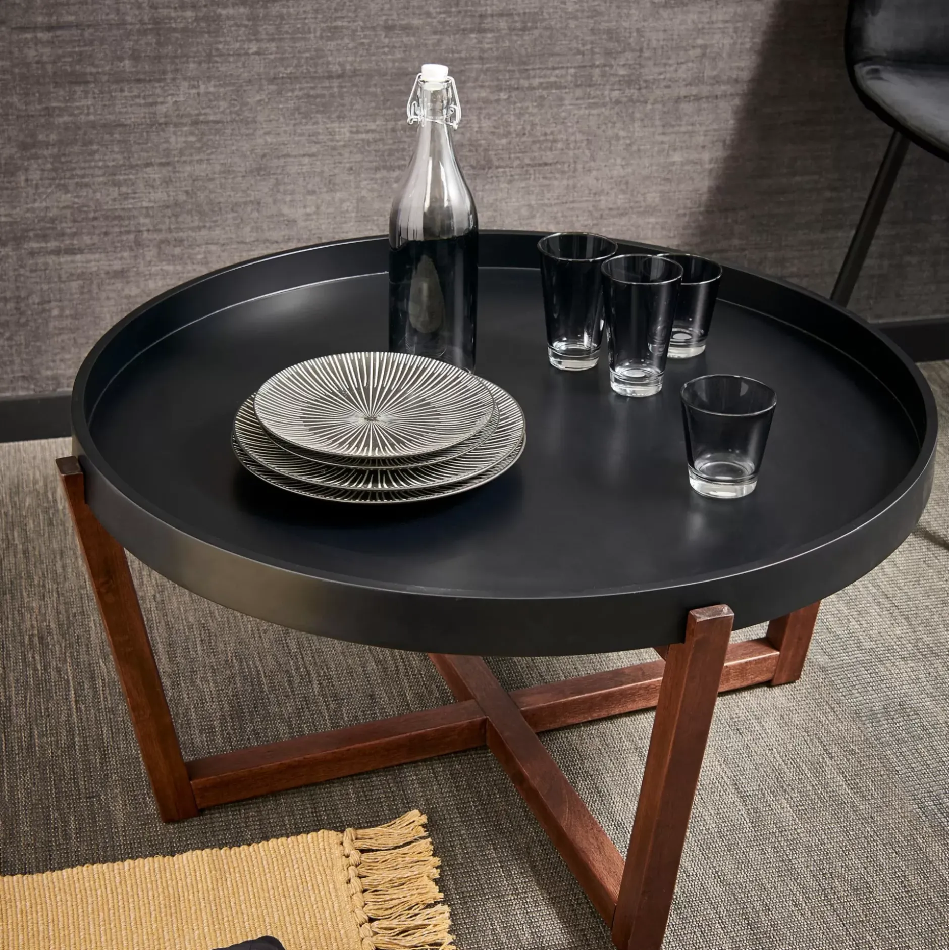 CASA Draco Mesita De Salon Negro, Marron| Mesas De Salón