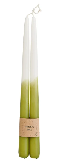 CASA Duo Velas Largas Juego De 2 Verde, Crema, Multicolor| Velas