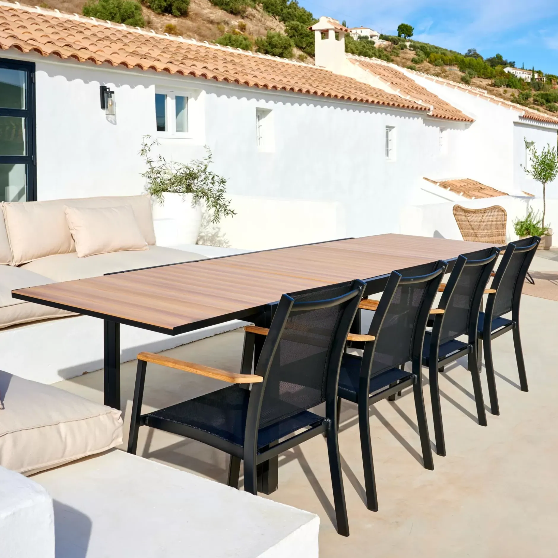 CASA Ethan Mesa Extensible Negro, Natural| Mesas De Jardín