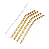 CASA Fancy Canas Para Coctel Con Cepillo Dorado| Accesorios Coctéles