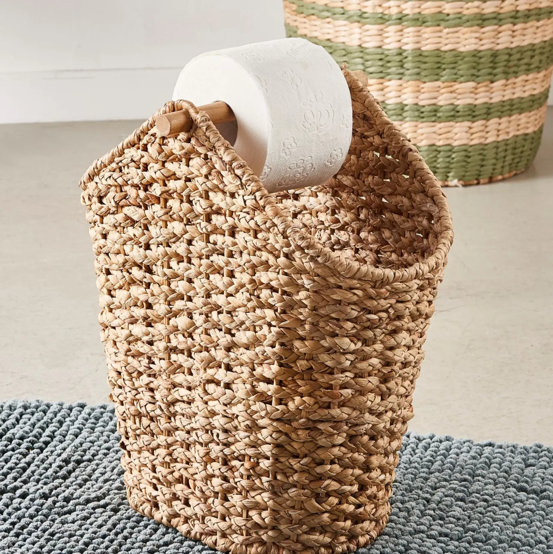 CASA Flores Soporte Rollos Wc Revistero Natural| Accesorios Water