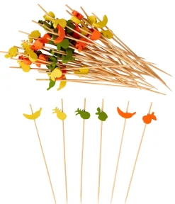 CASA Fruities Palillos Apero Juego De 50 Mezcla De 3 Colores Naranja, Amarillo, Verde| Accesorios Coctéles