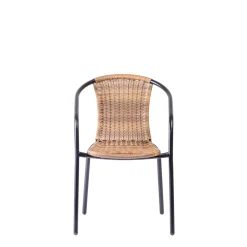 CASA Gerona Silla Apilable Negro, Natural| Sillas De Jardín