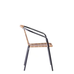 CASA Gerona Silla Apilable Negro, Natural| Sillas De Jardín