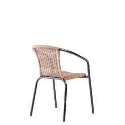 CASA Gerona Silla Apilable Negro, Natural| Sillas De Jardín