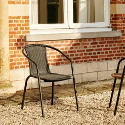 CASA Gerona Silla Apilable Negro| Sillas De Jardín