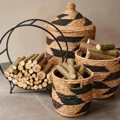 CASA Guatemala Cesta Negro, Natural| Cestas De Almacenaje