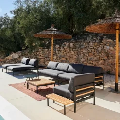 CASA Hanna Lounge Mesa Auxiliar Negro, Natural| Conjuntos Lounge