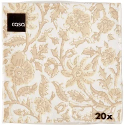 CASA Henna Flower Paquete De 20 Servilletas Rojo, Beis| Servilletas