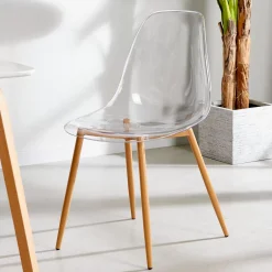 CASA Ice Silla De Comedor Transparente, Natural| Sillas De Comedor