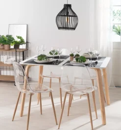 CASA Ice Silla De Comedor Transparente, Natural| Sillas De Comedor