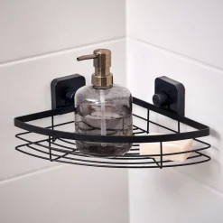 CASA Industria Rinconera Para Ducha Con Ventosas Negro| Accesorios De Ducha