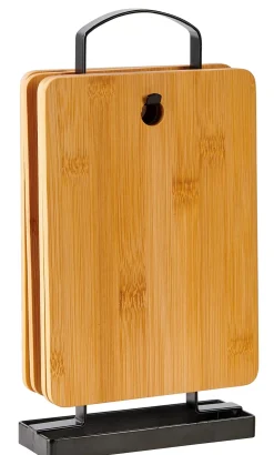 CASA Industria Tablas De Pan Con Soporte Negro, Natural| Tablas De Cortar