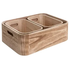 CASA Ligno Cajita Natural| Cajas De Almacenamiento