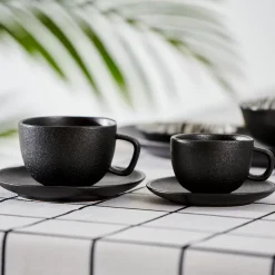 CASA Magma Taza Y Plato Tacita Negro| Tazas