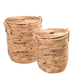 CASA Miley Cesta Para Colada Con Tapa Y Asas Natural| Cesto De La Ropa
