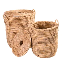 CASA Miley Cesta Para Colada Con Tapa Y Asas Natural| Cesto De La Ropa