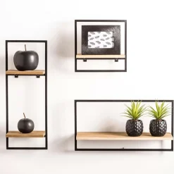 CASA Mix&Match Estanteria De Pared Negro, Natural| Estanterías