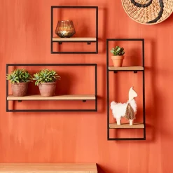 CASA Mix&Match Estanteria De Pared Negro, Natural| Estanterías
