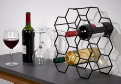 CASA Nau Botellero Para 9 Botellas Negro| Accesorios Vino