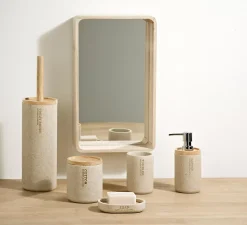 CASA New Resin Cepillo Wc En Soporte Natural| Accesorios Water