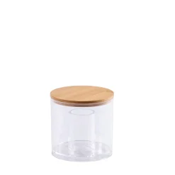 CASA Organoo Soporte De Bastoncillos Transparente, Natural| Accesorios De Tocador