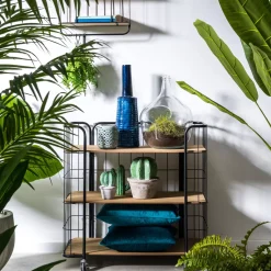 CASA Oslo Con Ruedas 3 Baldas Negro, Natural| Estanterías