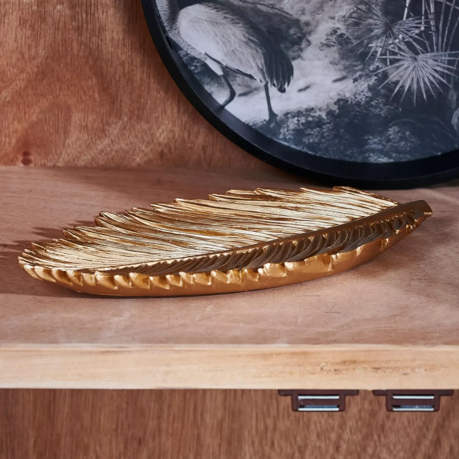 CASA Palm Hoja Decorativa Dorado| Fuentes Decorativas