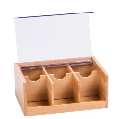 CASA Panda Caja Para Te 6 Compart. Transparente, Natural| Accesorios De Té