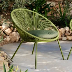 CASA Papayo Silla Lounge Con Cojin Verde| Sillas Lounge