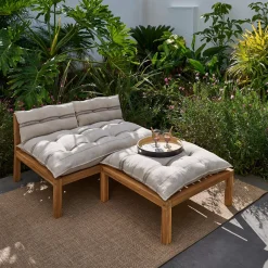 CASA Paulette Mesa/Puf Lounge Natural| Conjuntos Lounge