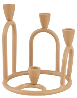CASA Rings Candelabro Para 4 Velas Marron Claro| Candelabros