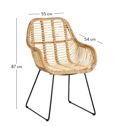 CASA Rotan Silla De Comedor Natural| Sillas De Comedor