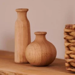 CASA Rubberwood Florero Decorativo Natural| Floreros