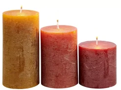 CASA Rustic Velas Juego De 3 Verde, Crema, Morado Claro| Velas