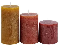 CASA Rustic Velas Juego De 3 Verde, Crema, Morado Claro| Velas