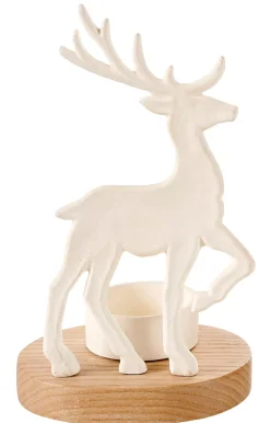 CASA Scandy Deer Soporte Para Vela Pequena Blanco, Natural| Soprortes Para Velitas