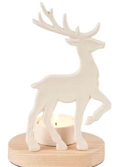 CASA Scandy Deer Soporte Para Vela Pequena Blanco, Natural| Soprortes Para Velitas
