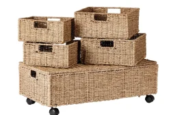 CASA Seagrass Caja De Almacenaje Con Ruedas Natural| Arcas Para Almacenaje