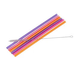CASA Slurp Pajitas Reutiliz Juego De 6 Mezcla De 3 Colores Naranja, Morado, Rosa| Accesorios Coctéles