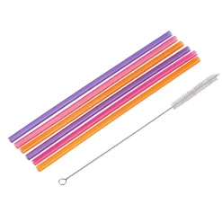 CASA Slurp Pajitas Reutiliz Juego De 6 Mezcla De 3 Colores Naranja, Morado, Rosa| Accesorios Coctéles